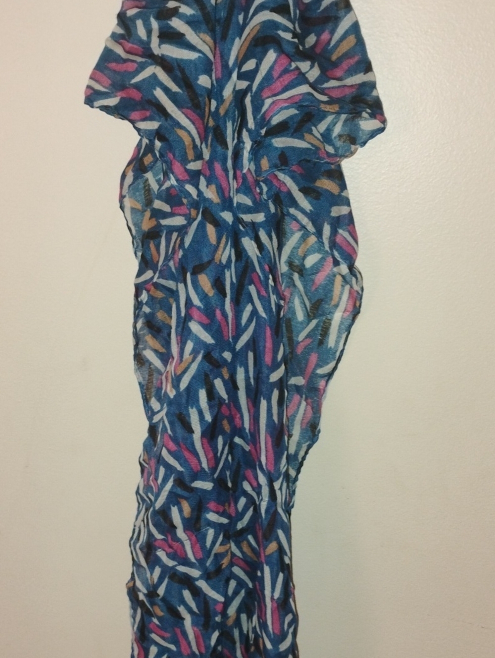 Blue Multi-Color Printed Lightweight Women's Scarf